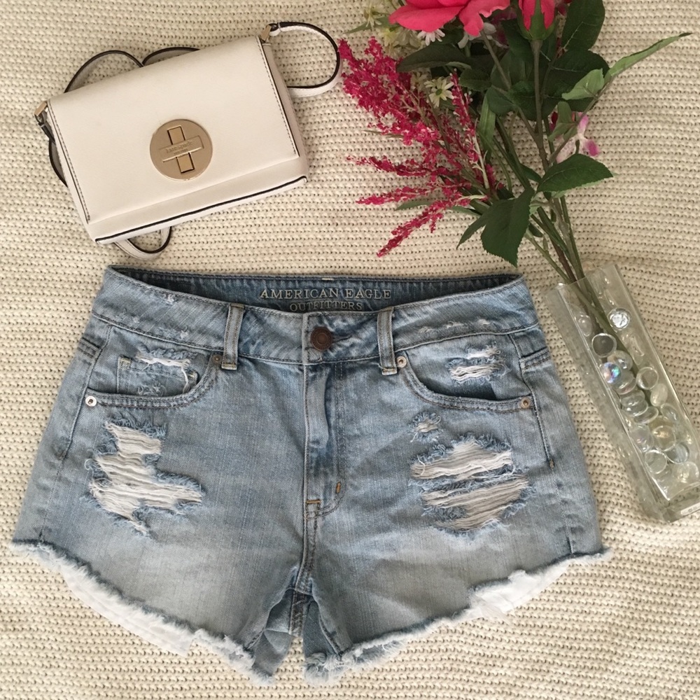 American Eagle distressed high-waisted shorts